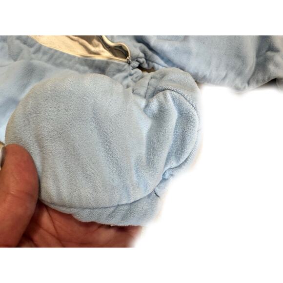 Quiltex Winter Snowsuit Blue Fur Colla VTG 6 Month Retro Jumpsuit W Handmade Hat - Picture 7 of 13